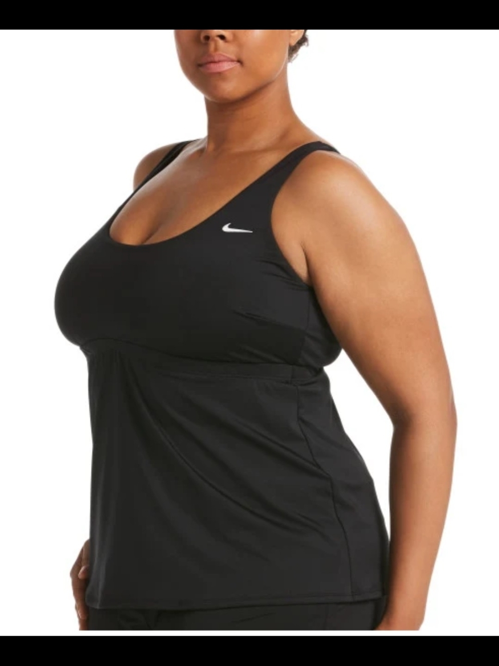 Nike Women’s Plus Size Black Scoop Neck Swim Tankini 1X